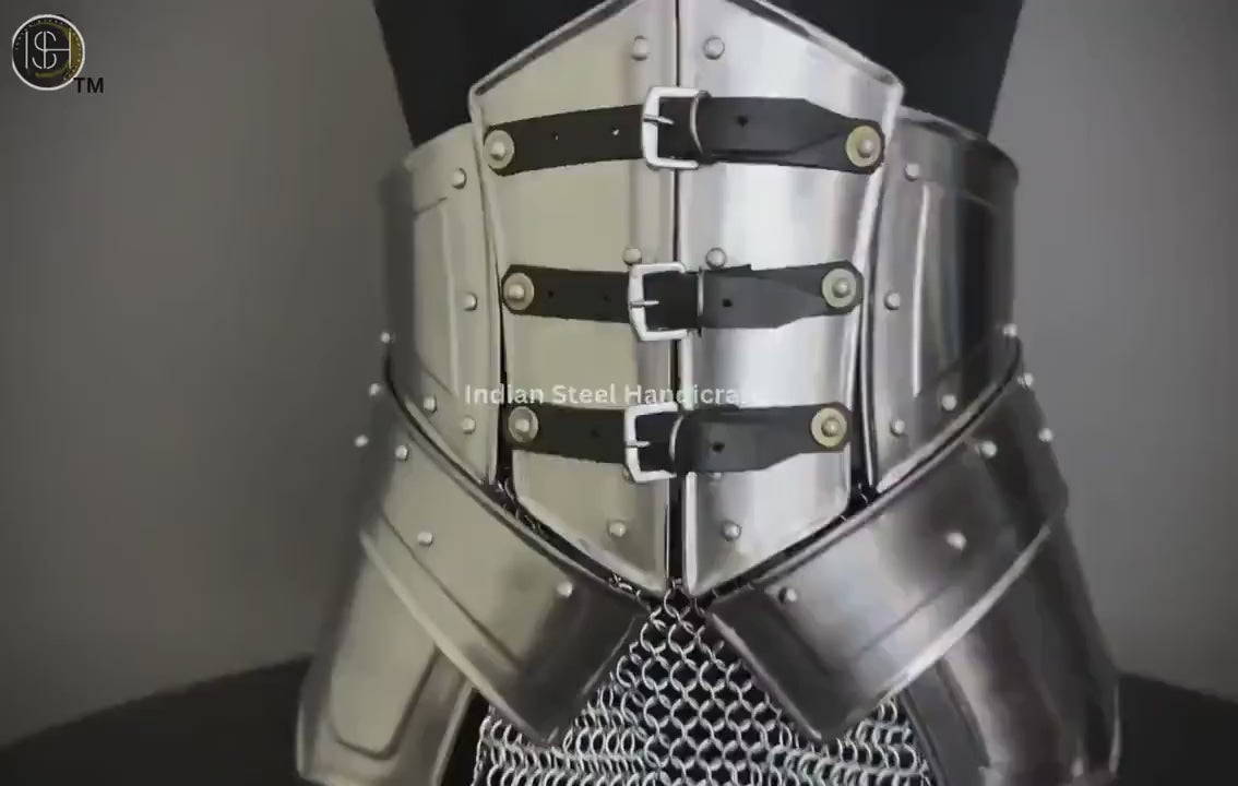 Medieval Steel Corset Armor: Chainmail Skirt, SCA LARP Cosplay