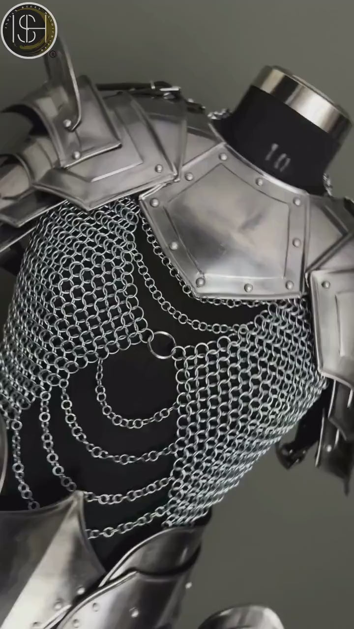 Brave Lady Medieval Cuirass Armor: Steel Chainmail Cosplay - LARP SCA