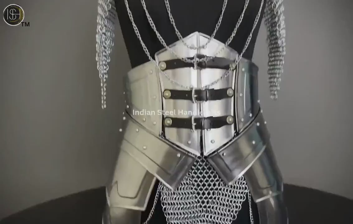 Steel Corset Armor: Medieval Chainmail Top & Skirt - SCA LARP Cosplay
