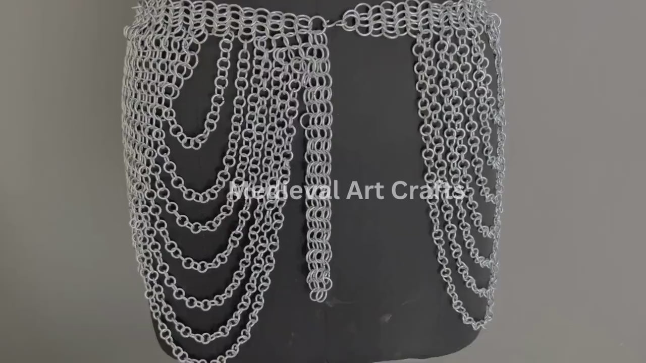 Handmade Chainmail Skirt & Top: Steel Viking Armor Costume