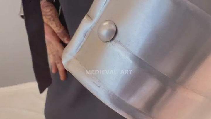 Medieval Knight Steel Armor: Gorget, Pouldron & Bracer Set - LARP Cosplay