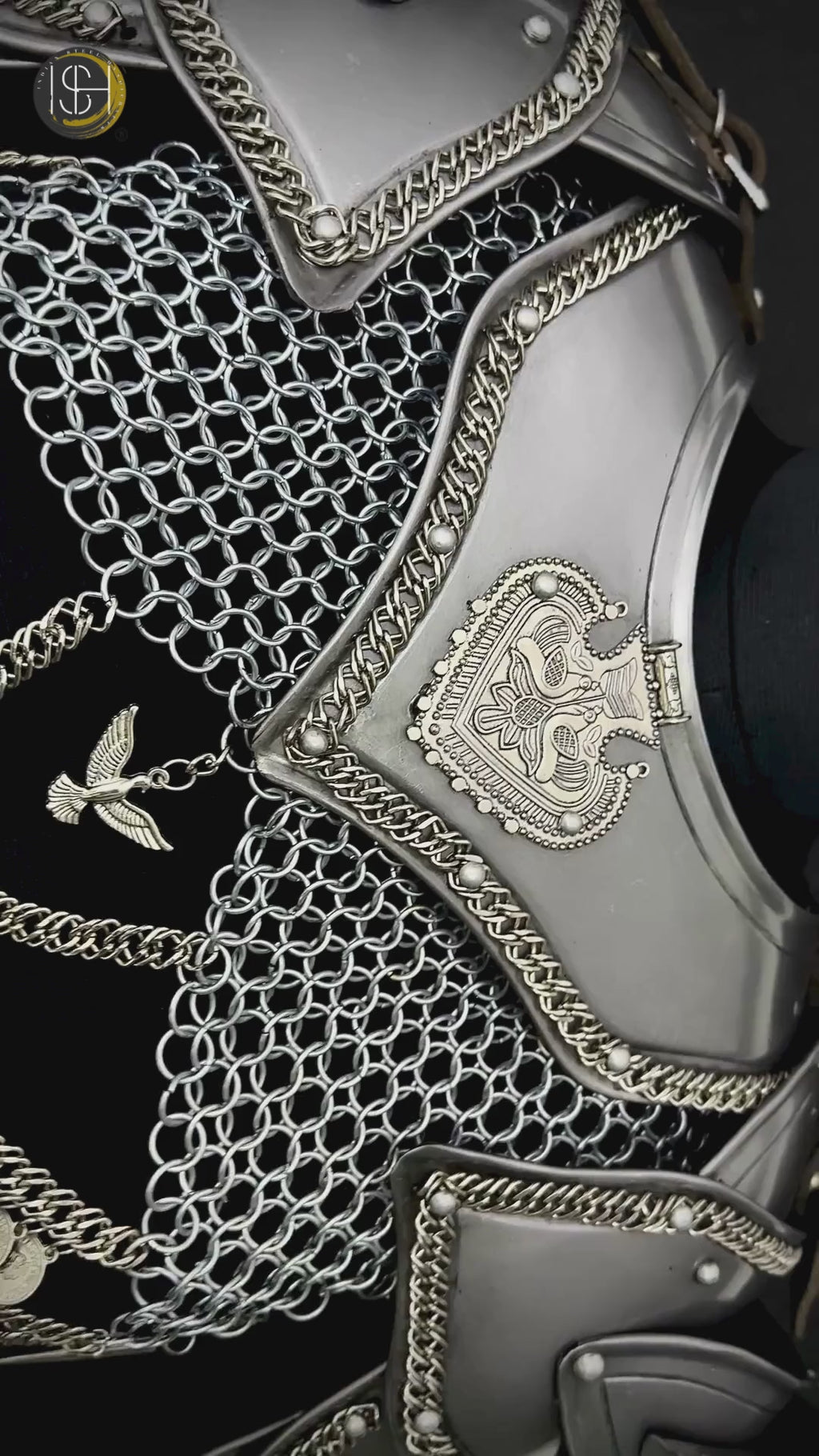 Medieval Women’s Steel Armor Set – Chainmail Skirt Lady Knight Costume.