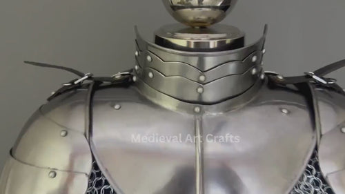 Female Knight Steel Armor: Gorget, Pouldron & Chainmail - LARP Cosplay