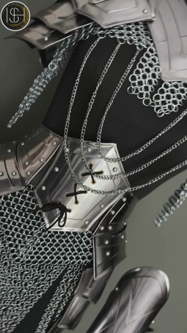 Elite Female Knight Armor Set – Real Hand-Forged Steel & Chainmail | Custom Fit for LARP, Cosplay & Medieval Reenactment ⚔️✨