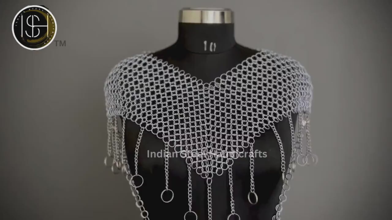 Chainmail Harness, Chainmail Chains Layers top & Skirt, Rings Costume, Wedding Cosplay Costume, Larp , Cosplay, Sca Armor, Gift For Women.