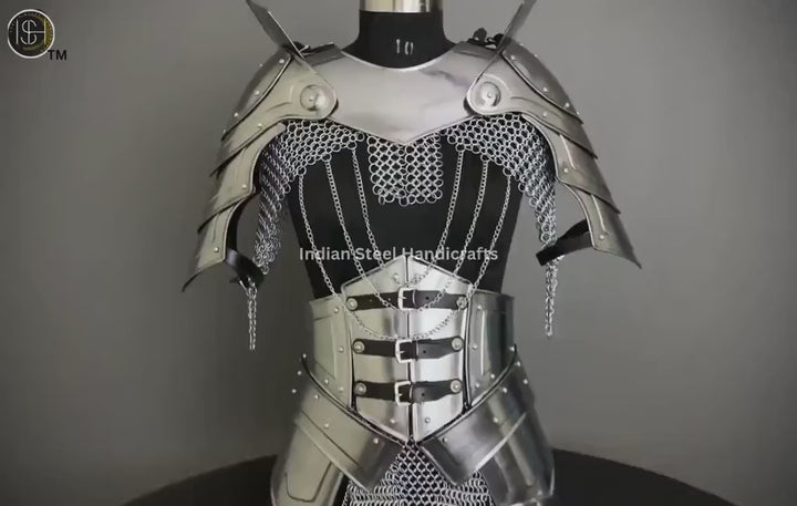 Medieval Steel Cuirass Armor: Gorget, Pauldron, Chainmail - LARP Cosplay